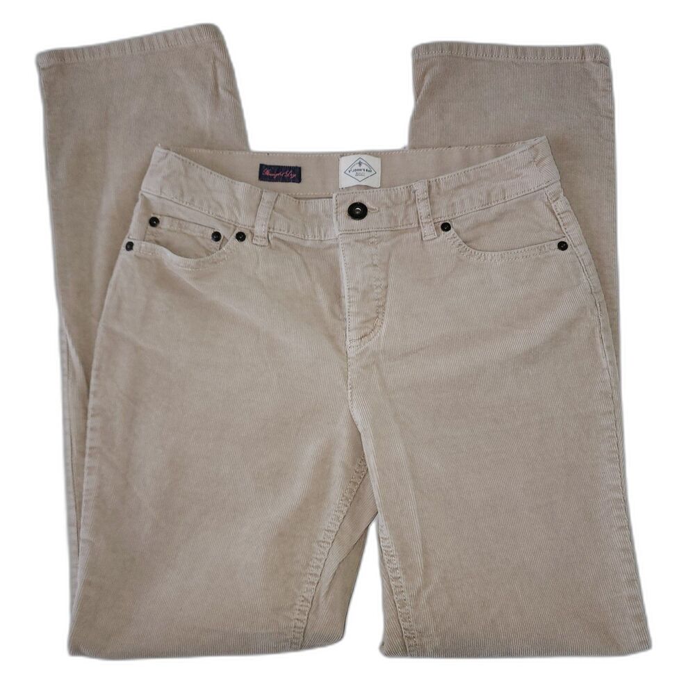 St John's Bay Women's Beige Straight Leg Corduroy Pants Sz 8